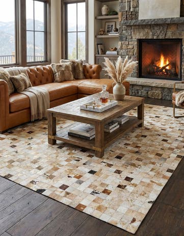 7' 10 x 9' 9 Cowhide Stocks Rug