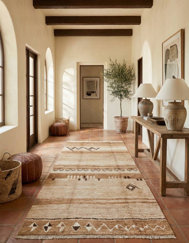 Detail image of 6' 8 x 13' 6  Hand Knotted Moroccan Wool Runner Rug