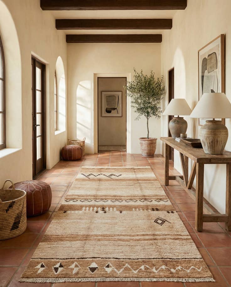 Detail image of 6' 8 x 13' 6 Hand Knotted Moroccan Wool Runner Rug