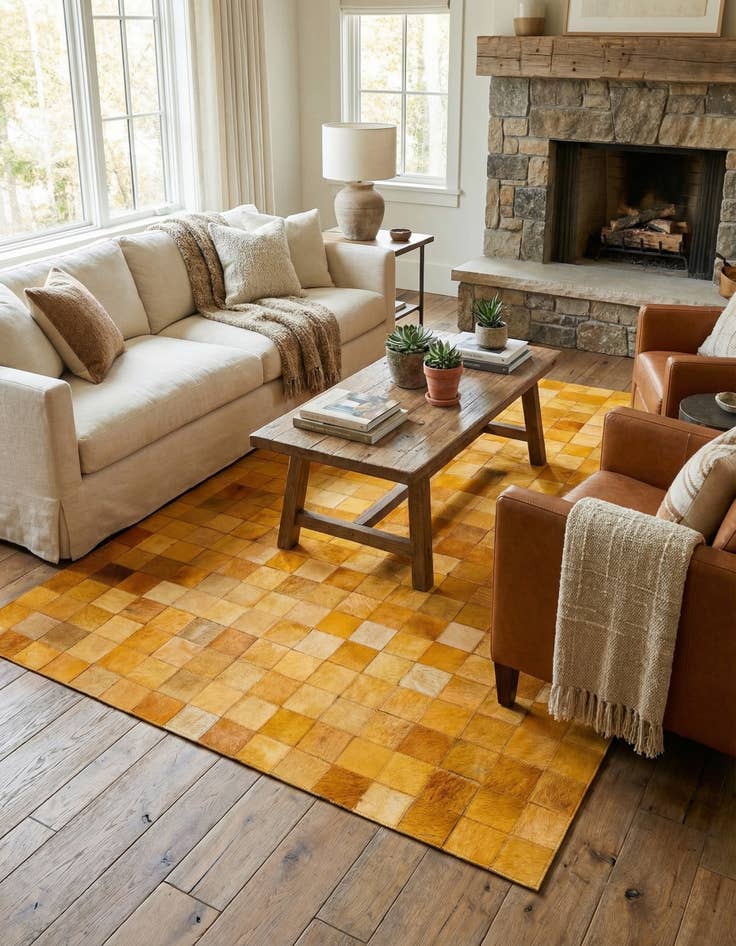 Detail image of 5' 2 x 8' Cowhide Stocks Rug