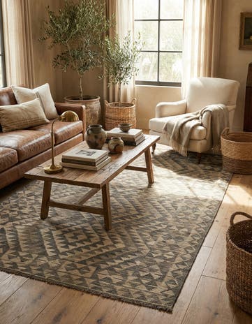 3' 11 x 6' 2 Hand Woven Kilim Maymana Wool Rug
