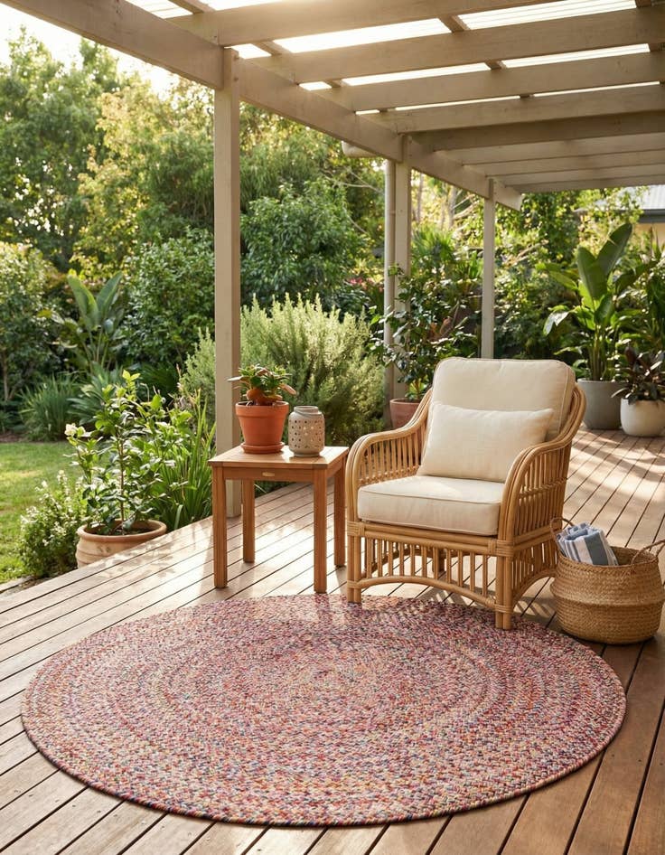 Detail image of 3' 3 x 3' 3  Hand Woven Eco Verse   Washable Indoor / Outdoor Round Rug
