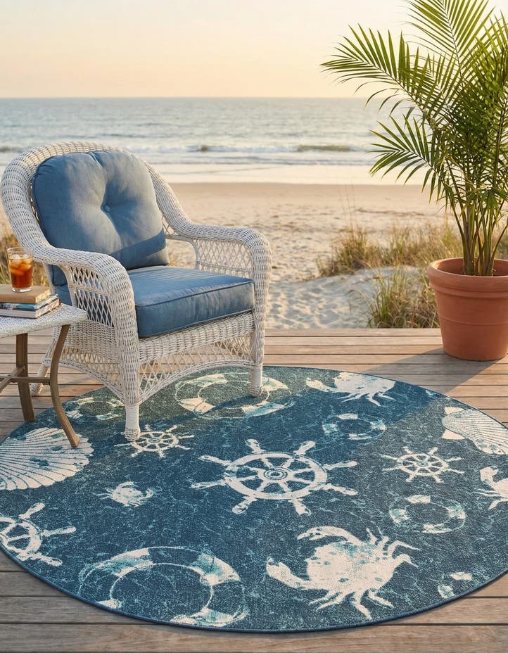 7' x 7' Easy-Clean Coastal Indoor / Outdoo...