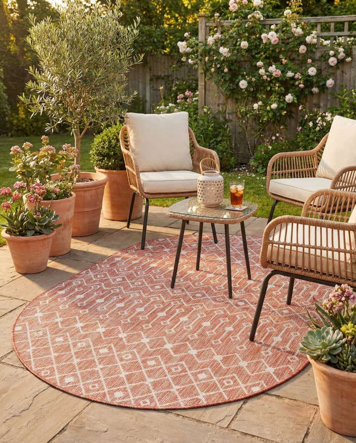5' 3 x 8' Easy-Clean Lattice Indoor / Outdoor Oval Rug
