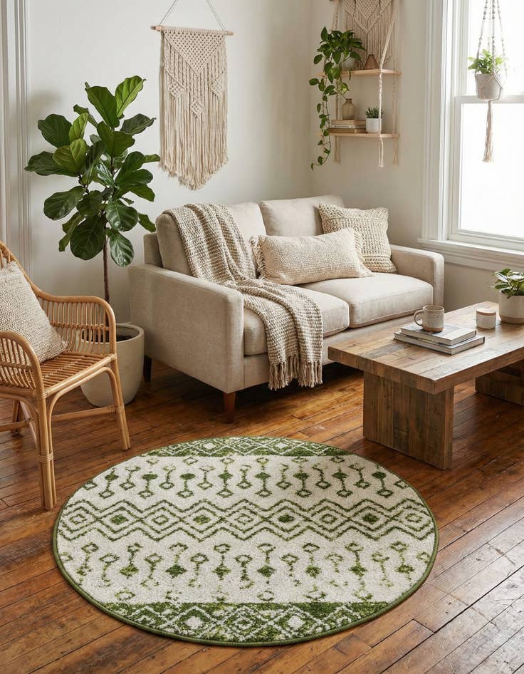 Detail image of 3' 3 x 3' 3 Moroccan Trellis Round Rug