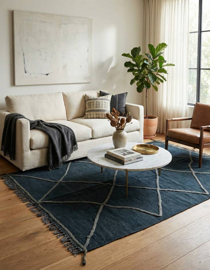 Detail image of  4' 5 x 6'  Hand Woven Kilim Modern Wool Rug