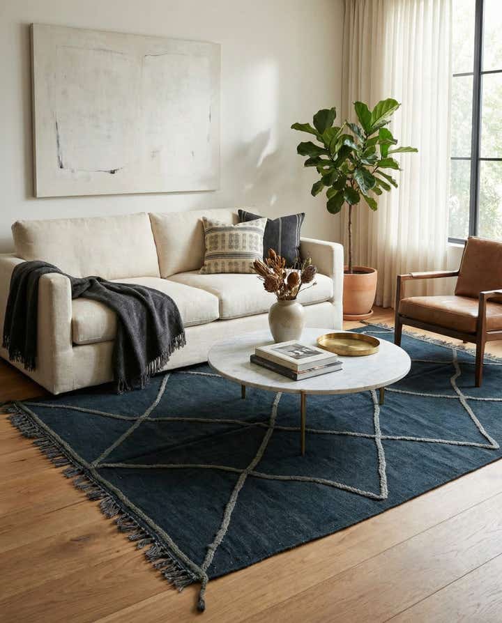 4' 5 x 6' Hand Woven Kilim Modern Wool Rug