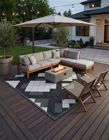 12' x 12' Easy-Clean Modern Indoor / Outdoor Square Rug