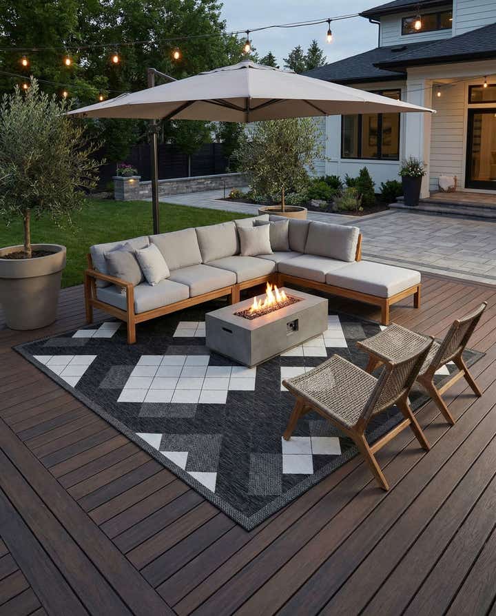 12' x 12' Easy-Clean Modern Indoor / Outdoor Square Rug