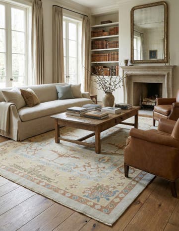 9' 7 x 13' 3 Hand Knotted Oushak Wool Rug