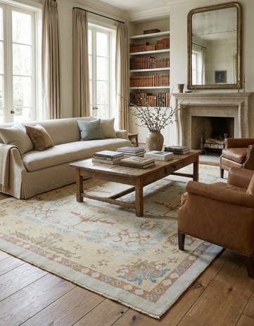 9' 7 x 13' 3 Hand Knotted Oushak Wool Rug