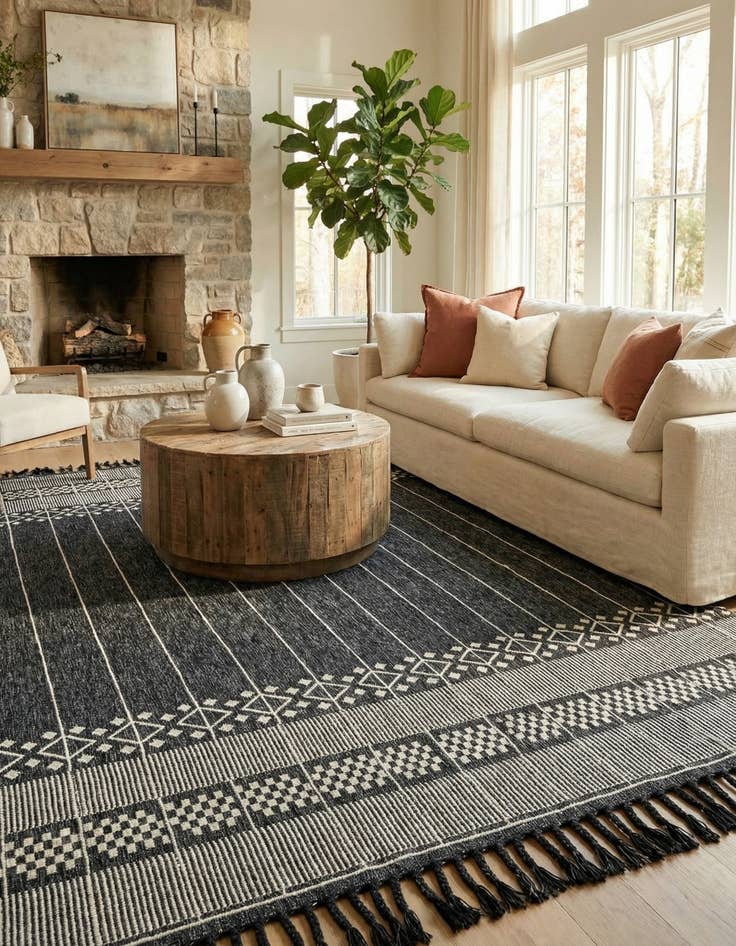Detail image of 9' x 12' Easy-Clean Eco Bohemian Indoor / Outdoor Rug