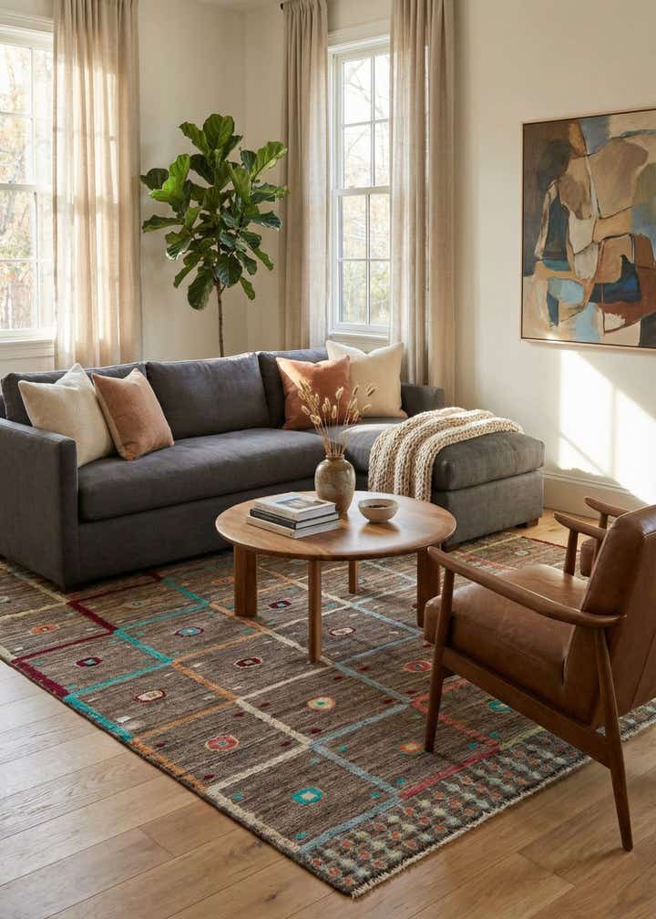 5' 6 x 8' Hand Knotted Modern Ziegler Wool Rug
