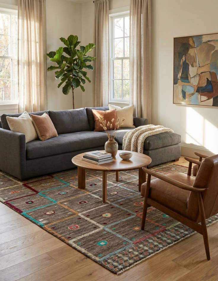 Detail image of 5' 6 x 8'  Hand Knotted Modern Ziegler Wool Rug