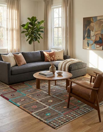 5' 6 x 8' Hand Knotted Modern Ziegler Wool Rug