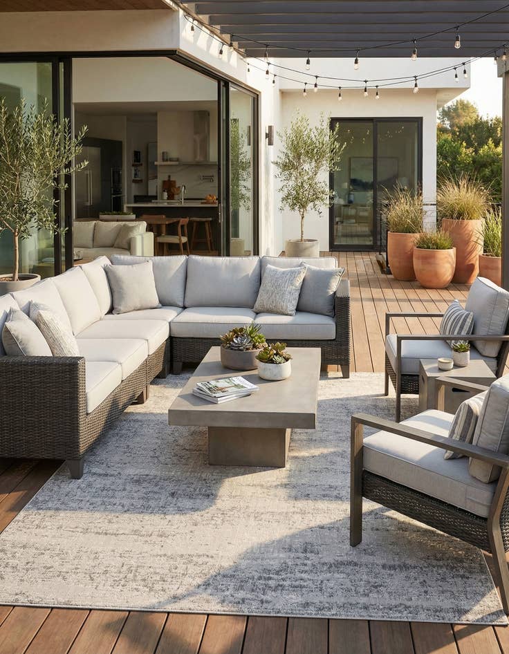 Detail image of 10' x 13'  Washable Modern Indoor / Outdoor Rug