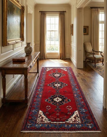 4' 11 x 12' 9 Hand Knotted Hamedan Rug