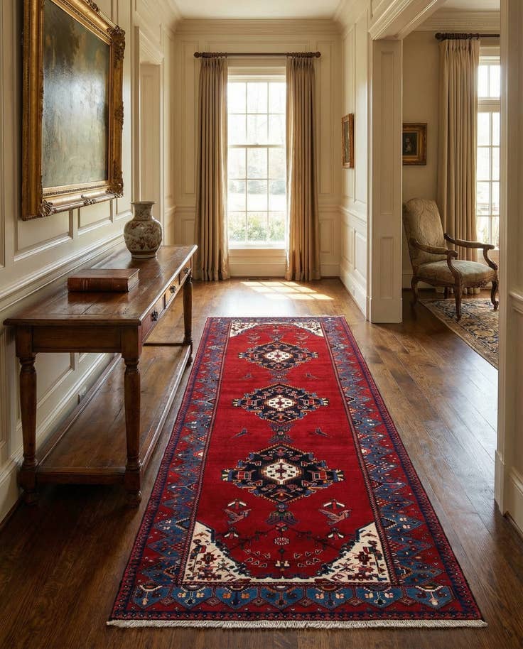 Detail image of 4' 11 x 12' 9 Hand Knotted Hamedan Rug