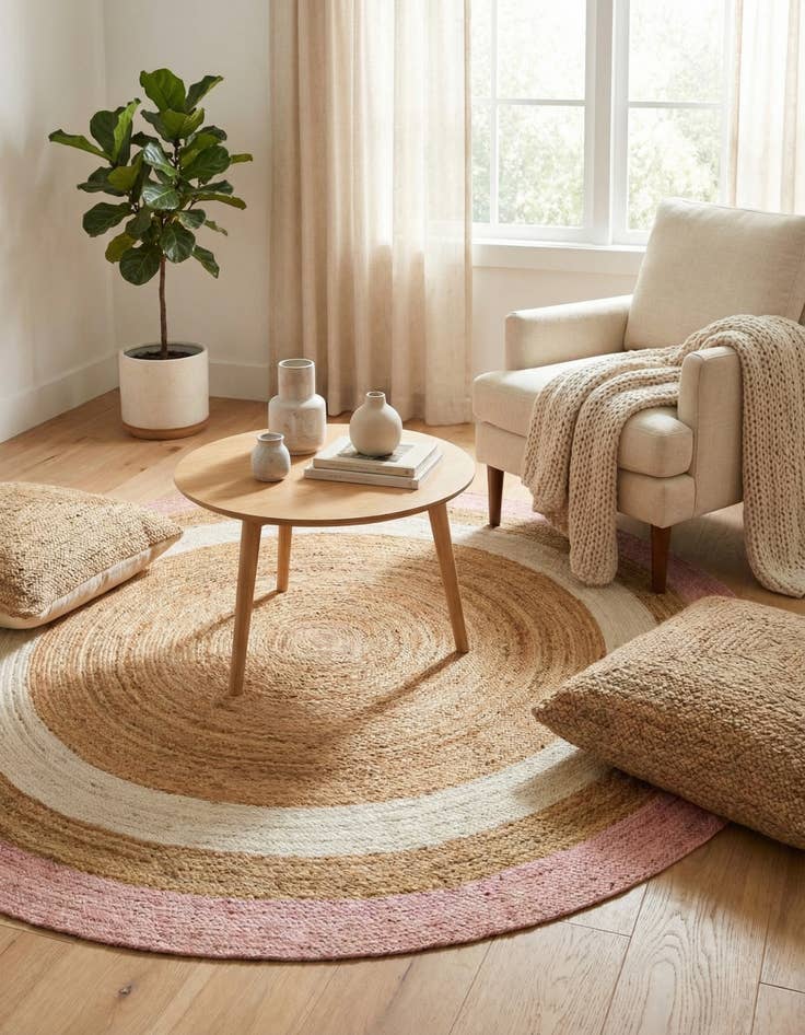 Detail image of 7' 10 x 7' 10  Hand Braided Jute Round Rug