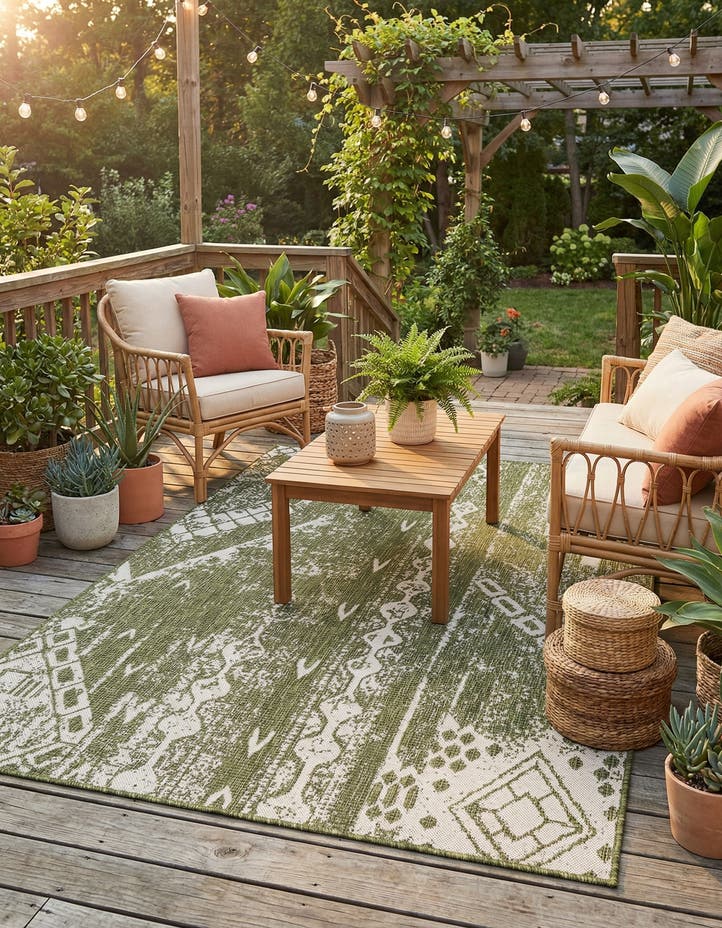 5' 3 x 8' Easy-Clean Bohemian Indoor / Outdo...