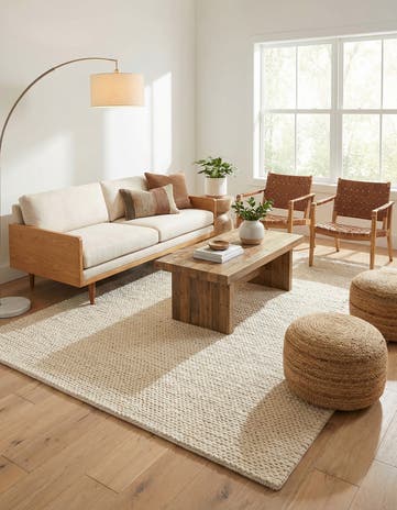 Ivory Hand Woven Lana New Zealand Wool Rug
