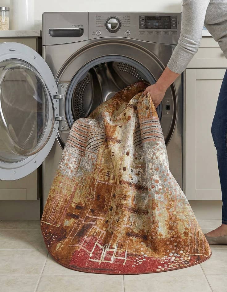 Detail image of 8' x 8'  Washable Modern Indoor / Outdoor Round Rug