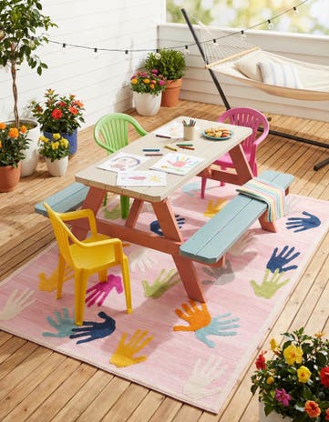 Light Pink Easy-Clean Indoor / Outdoor Rug