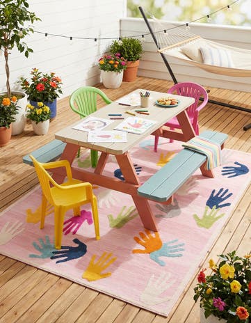 Light Pink Easy-Clean Indoor / Outdoor Rug