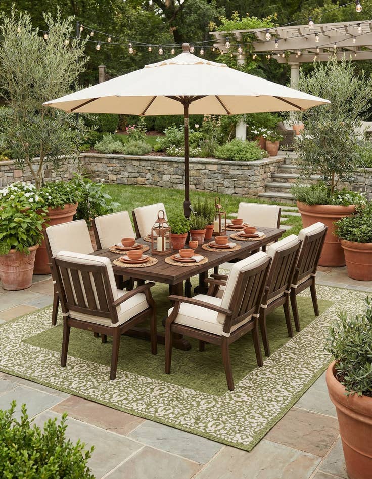 Detail image of  13' x 13'  Washable Border Indoor / Outdoor Square Rug