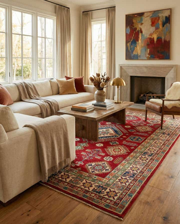 6' 5 x 9' 7 Hand Knotted Kazak Rug