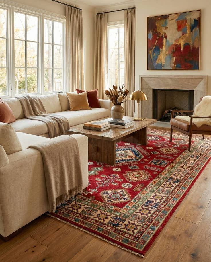 Detail image of 6' 5 x 9' 7 Hand Knotted Kazak Rug