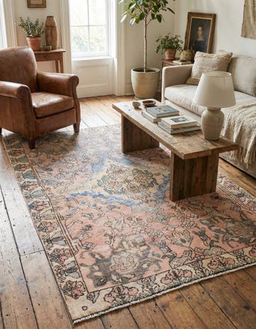 4' 5 x 6' 6 Hand Knotted Ultra Vintage Persian Wool Rug