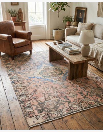 4' 5 x 6' 6 Hand Knotted Ultra Vintage Persian Wool Rug