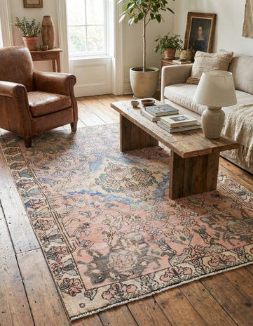 4' 5 x 6' 6 Hand Knotted Ultra Vintage Persian Wool Rug