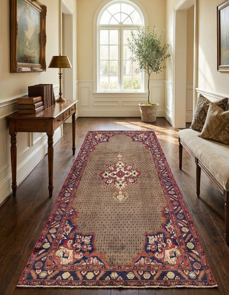 Detail image of  4' 9 x 9' 7  Hand Knotted Koliaei Persian Wool Runner Rug