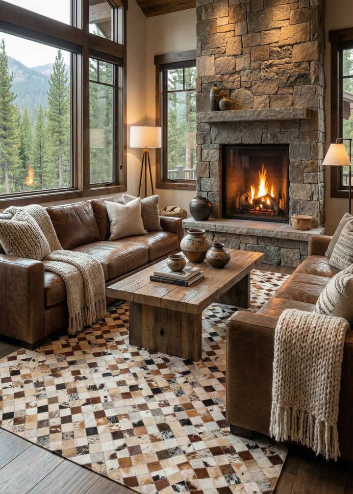 5' 1 x 8' Cowhide Leather Rug