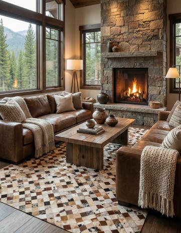 5' 1 x 8' Cowhide Leather Rug