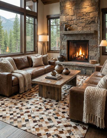 5' 1 x 8' Cowhide Leather Rug
