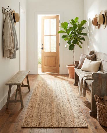  2' x 5' 1  Hand Braided Jute Runner Rug