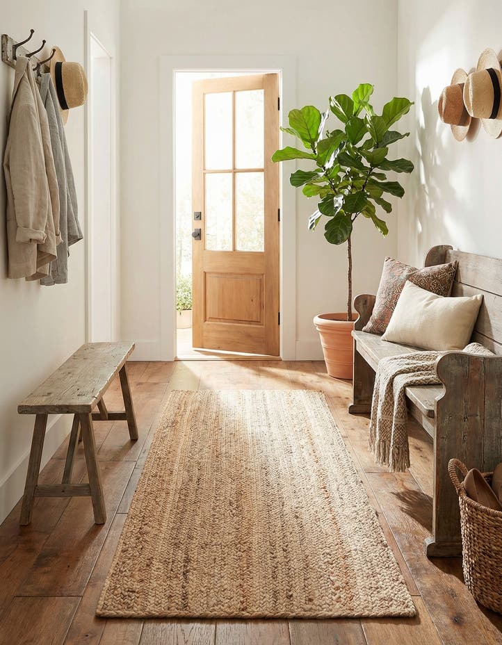 2' x 5' 1 Handmade Braided Jute Runner Rug
