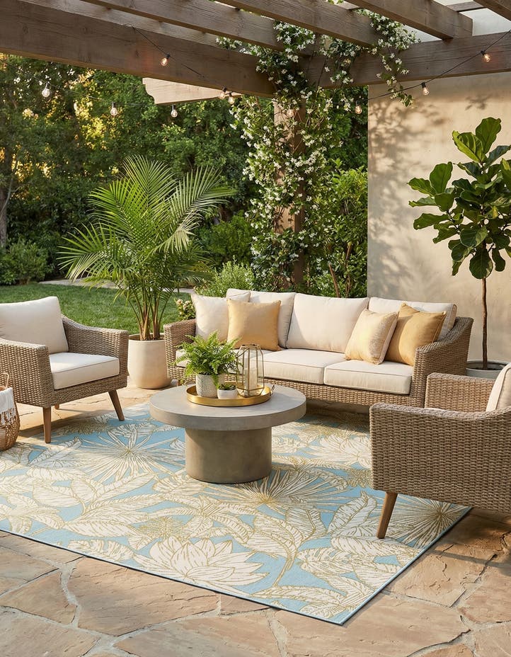 7' 10 x 7' 10 Easy-Clean Botanical Indoor / Outd...