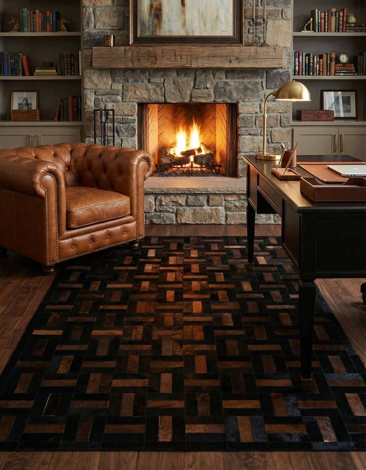 Detail image of  5' 1 x 8' 1 Cowhide - Patchwork Rug