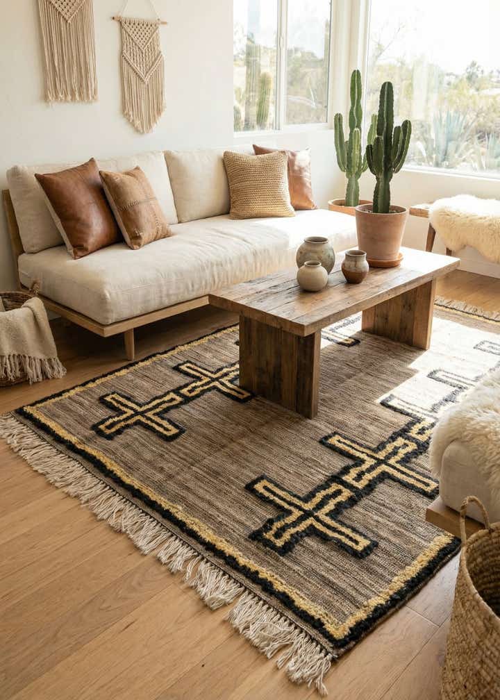 5' 1 x 6' 10 Hand Knotted Moroccan Wool Rug