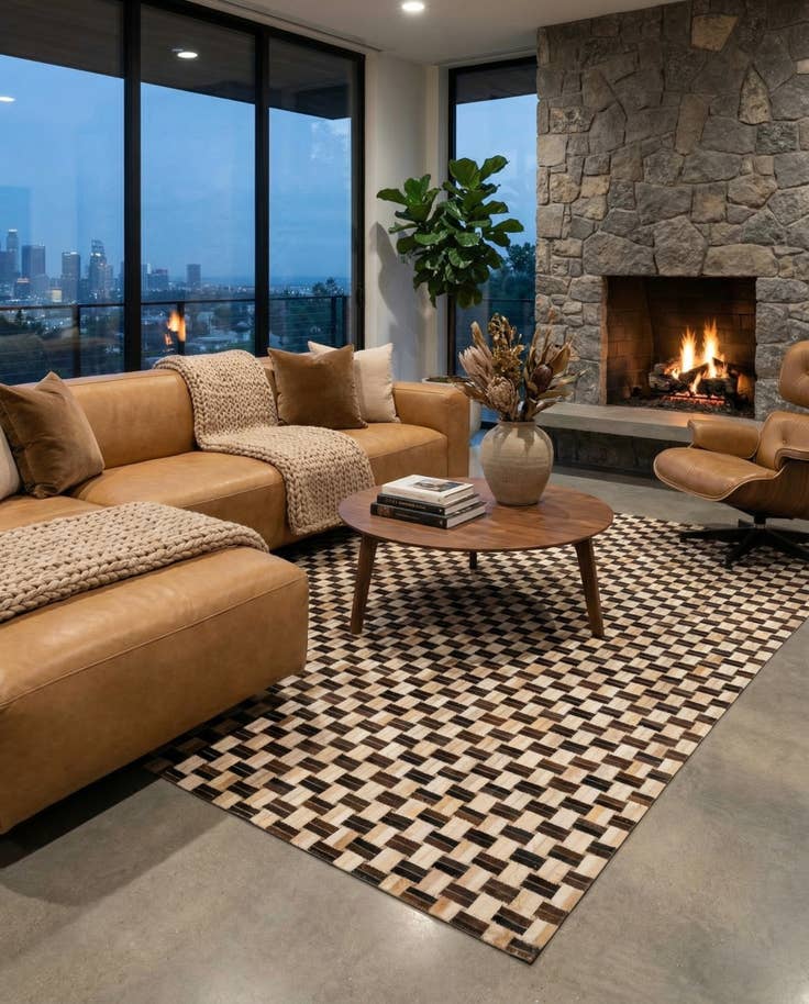 Detail image of 7' 8 x 9' 11 Cowhide - Patchwork Rug