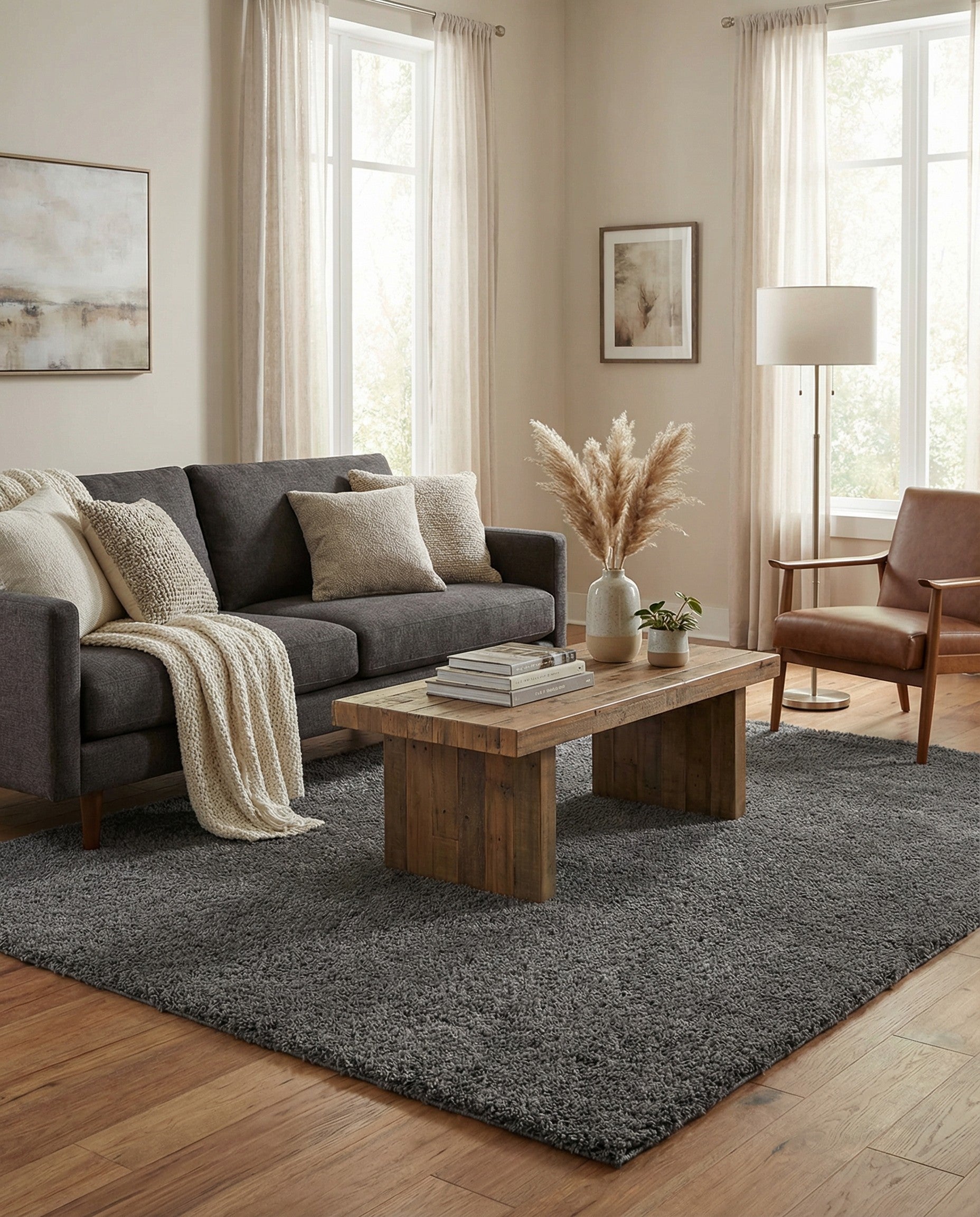 Primary image  8' x 10' Soft Solid Shag Rug