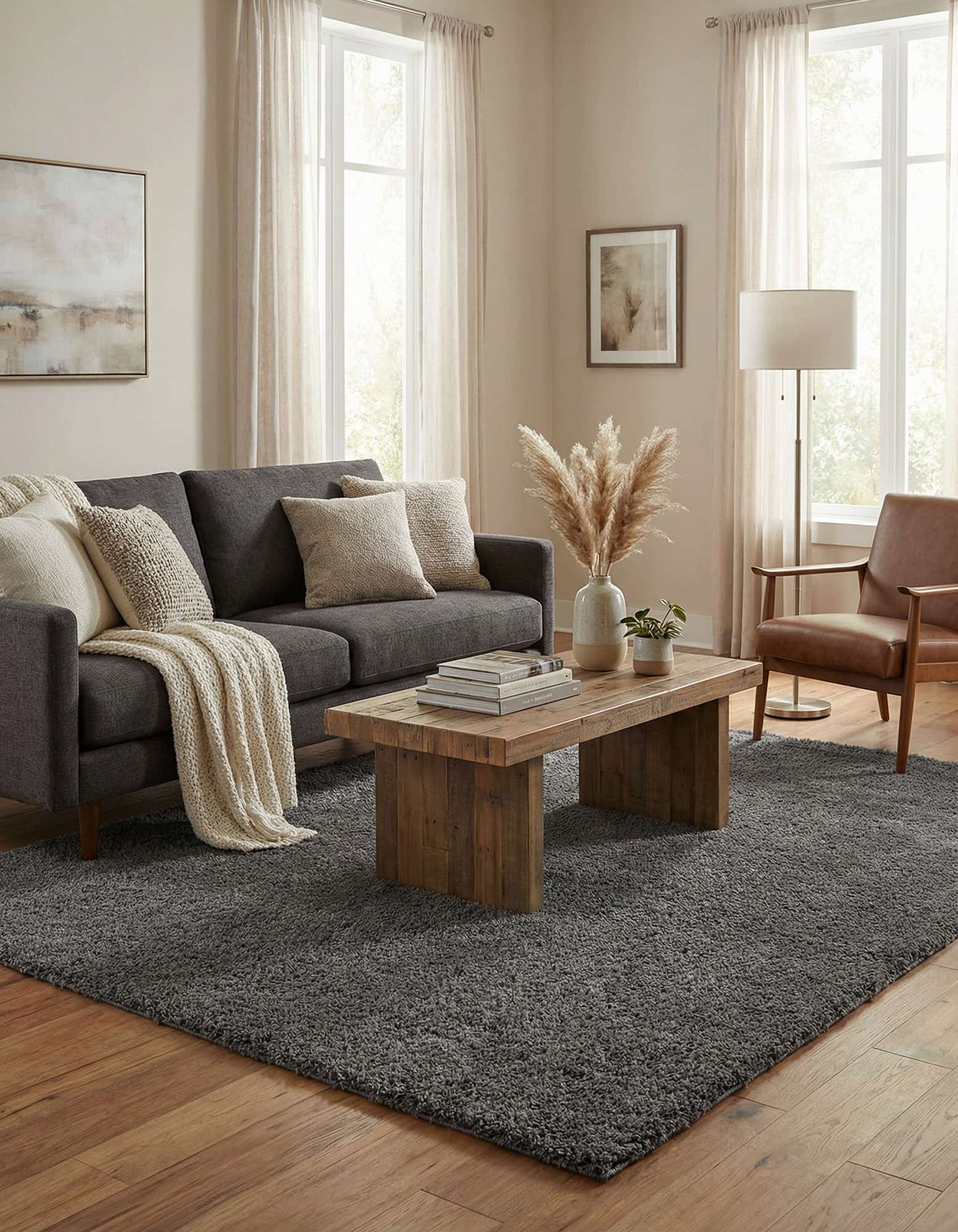 8' x 10' Soft Solid Shag Rug