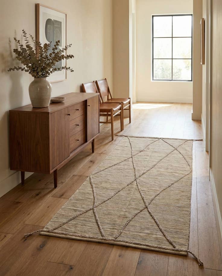 Detail image of 4' 2 x 8' 4 Hand Woven Kilim Modern Wool Runner Rug