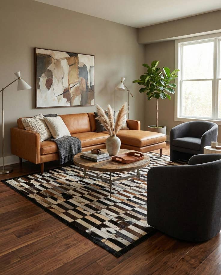 Detail image of 5' 3 x 8' 1 Cowhide - Patchwork Rug