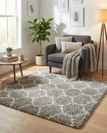  6' x 6' Lattice Shag Square Rug