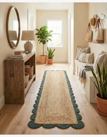 2' 7 x 12' Handmade Scallop Braided Jute Runner Rug